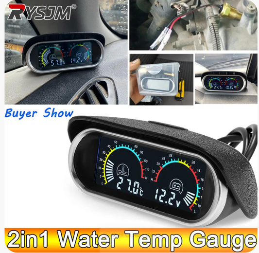 جهاز قياس 2 في 1 (حرارة ماء المحرك + فولتية البطارية)